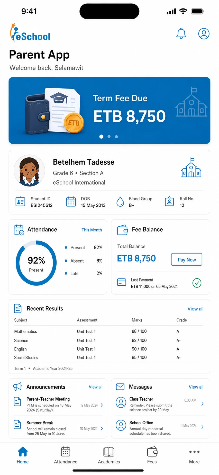 Parent App screenshot